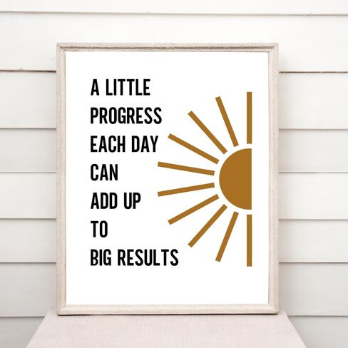 ديكور مكتب Wowsweet، القليل من التقدم كل يوم يمكن أن يضيف ما يصل إلى نتائج كبيرة، ملصق للصحة العقلية، اقتباس التقدم، مستشار المدرسة التحفيزي، ديكور جدار ملهم غير مؤطر (8X10 بوصة) in Kuwait