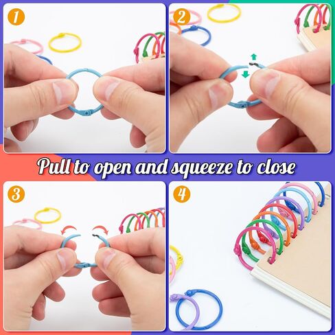 50Pcs Loose Leaf Binder Rings Binder Ring 1 Inch Colorful Rings for Index Cards Book Rings, IKAYAS Loose Leaf Paper Rings Keychain Key Rings Notebook Rings for School Office (10 Colors) in Saudi Arabia