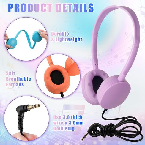 CN-Outlet Classroom Headphones Bulk 10 Pack for School Kids Students Children Toddler Boys Girls Teen and Adult(10 Color) in Kuwait
