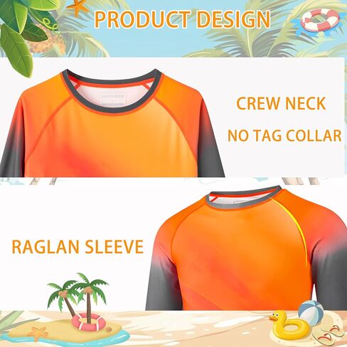 VAYAGER Boys Rash Guard Swim Shirt Long Sleeve for Kids Youth UPF+ 50 Sun Protection Rashguard Water Swimming Fishing Shirts in Saudi Arabia