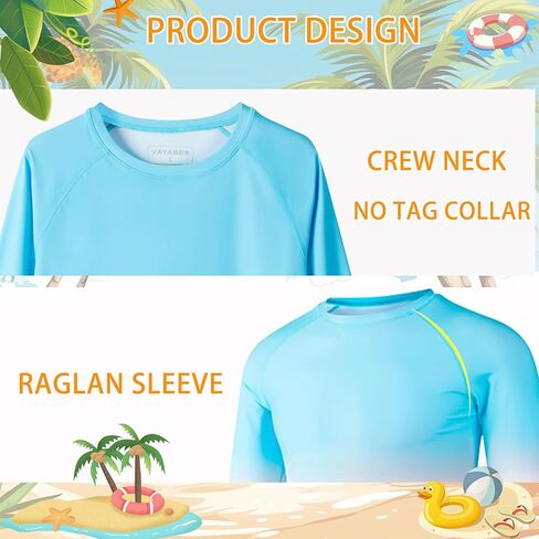 VAYAGER بنين طفح الحرس السباحة قميص طويل الأكمام للأطفال الشباب UPF + 50 حماية من الشمس Rashguard المياه السباحة الصيد القمصان in Kuwait