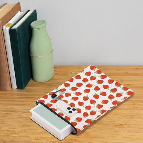 Book Sleeve Book Cover Book Lovers Gifts Book Club Gifts Bookish Gifts Book Protector Book Gifts for Readers Bibliophile Librarian Bookworm Mothers Day Graduation Birthday Strawberry Lover Gifts in Saudi Arabia