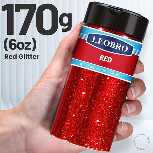 بريق أحمر من LEOBRO، جليتر، 1/40 بوصة بريق أحمر ناعم مكتنز للحرف اليدوية، رقائق بريق الحرف اليدوية، بريق الراتنج، بريق الشموع للحرف الفنية اليدوية، بريق جسم الأظافر in Kuwait