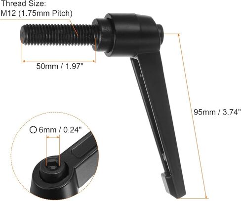 HARFINGTON 3 قطع مقابض ذراع تثبيت قابلة للتعديل M12 × 50 مم مقابض براغي دوارة قفل سريع الفك بمقبض زر ضغط بسقاطة، أسود in Kuwait