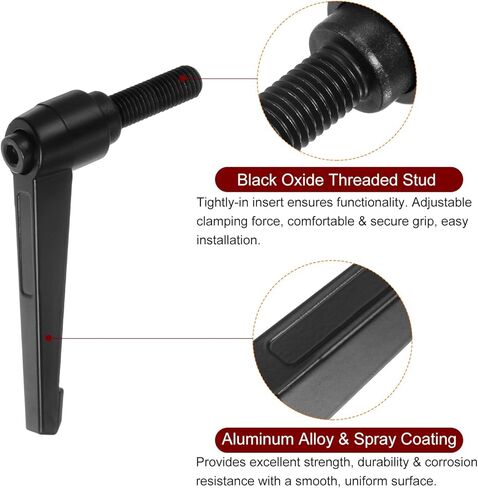 HARFINGTON 3 قطع مقابض ذراع تثبيت قابلة للتعديل M12 × 50 مم مقابض براغي دوارة قفل سريع الفك بمقبض زر ضغط بسقاطة، أسود in Kuwait
