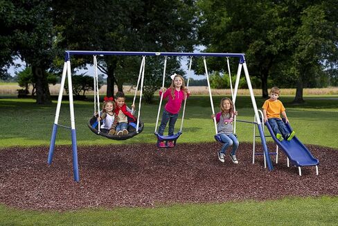 XDP Recreation Swingin' More Fun - Outdoor Backyard Playground Kids Swing Set. White/Blue in Kuwait
