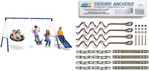 XDP Recreation Swingin' More Fun - Outdoor Backyard Playground Kids Swing Set. White/Blue in Kuwait