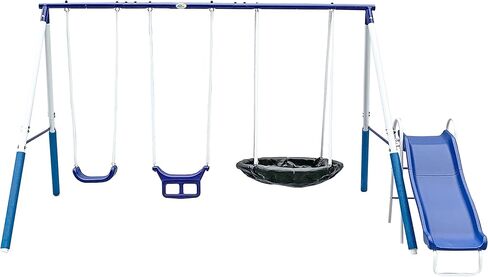 XDP Recreation Swingin' More Fun - Outdoor Backyard Playground Kids Swing Set. White/Blue in Kuwait