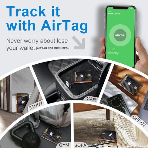 محفظة miyozi Airtag للرجال، مع مشبك نقود و11 بطاقة وجيب أمامي نحيف ومحفظة جلدية RFID مع صندوق هدايا in Saudi Arabia