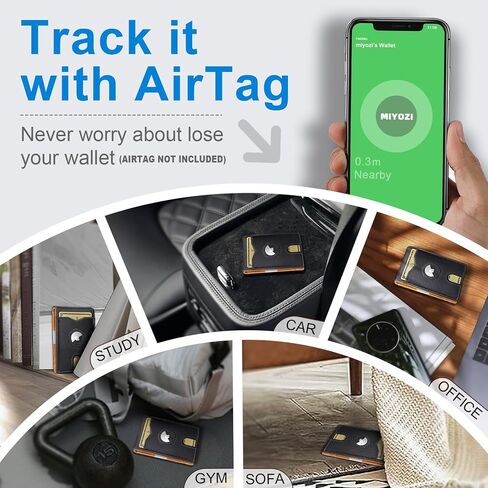 محفظة miyozi Airtag للرجال، مع مشبك نقود و11 بطاقة وجيب أمامي نحيف ومحفظة جلدية RFID مع صندوق هدايا in Saudi Arabia