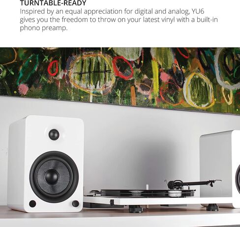 سماعات كانتو YU6MW 200 وات على رف الكتب مع بلوتوث - أبيض غير لامع (زوج) SP6HD 6 بوصة حامل سطح مكتب ثابت الارتفاع لمكبرات صوت رف الكتب - أسود (زوج) (2022) in Kuwait