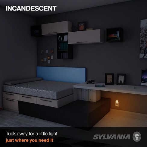 SYLVANIA Incandescent 7W C7 Night Light Bulb, E12 Candelabra Base, 40 Lumens, Clear Finish, 2850K, Warm White - 4 Pack (13545) in Saudi Arabia