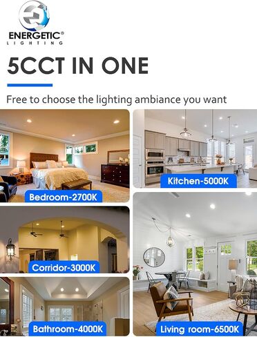 24 حزمة 5CCT إضاءة LED رفيعة للغاية 6 بوصة، إضاءة سفلية مع صندوق توصيل، 2700K/3000K/4000K/5000K/6500K قابلة للتحديد، 12W 110W Eqv، مصابيح ويفر قابلة للتعتيم، 1050LM ضوء غائر LED، ETL in Kuwait