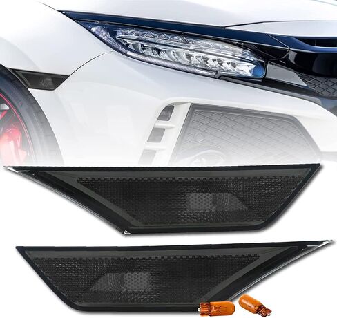 REVi MotorWerks DEPO Smoke Lens Front Bumper Side Marker Light Set + Amber Bulbs Included Compatible with 2016-2021 10th Gen Honda Civic 2D/4D/5D in Saudi Arabia