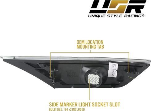REVi MotorWerks DEPO Smoke Lens Front Bumper Side Marker Light Set + Amber Bulbs Included Compatible with 2016-2021 10th Gen Honda Civic 2D/4D/5D in Saudi Arabia