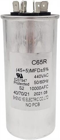 QXParts C65R Capacitor 45+5 uF ±5% 440VAC 45/5 MFD 50/60 Hz Motor Round Dual Run for Air Conditioners, Dehumidifiers, Washing Machines, Dishwashers C22.2NO.190 E237947 in Saudi Arabia