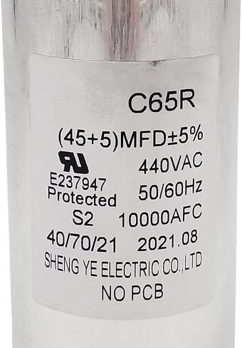 QXParts C65R Capacitor 45+5 uF ±5% 440VAC 45/5 MFD 50/60 Hz Motor Round Dual Run for Air Conditioners, Dehumidifiers, Washing Machines, Dishwashers C22.2NO.190 E237947 in Saudi Arabia