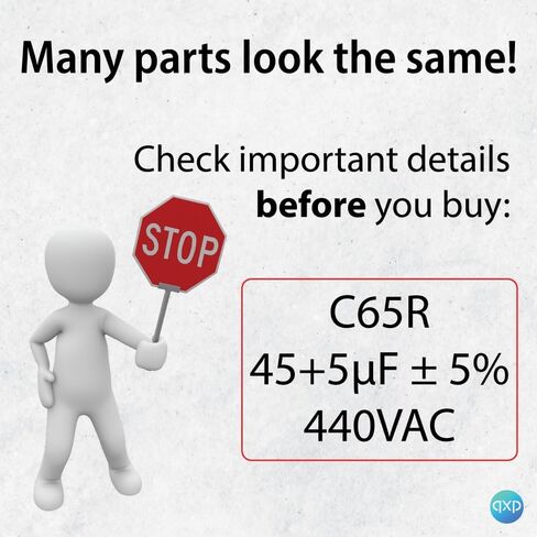 QXParts C65R Capacitor 45+5 uF ±5% 440VAC 45/5 MFD 50/60 Hz Motor Round Dual Run for Air Conditioners, Dehumidifiers, Washing Machines, Dishwashers C22.2NO.190 E237947 in Saudi Arabia