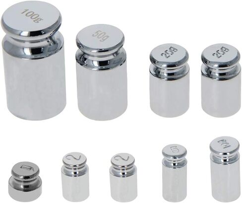 مجموعة وزن معايرة Utoolmart 1000 جرام 10-500 جرام (مجموعة 8 قطع: 10 جرام 20 جرام 20 جرام 50 جرام 100 جرام 100 جرام 200 جرام 500 جرام) M2 فولاذ مطلي بالكروم الدقيق لموازين التوازن الرقمي in Kuwait