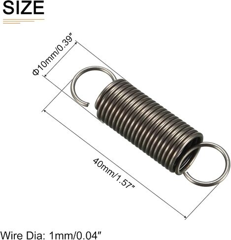 DTGN 1x10x40mm(WxODxL) Extension Spring - 10Pack - Good for Home Repair Machinery - Spring Steel Extended Compressed Spring - Dark Grey in Saudi Arabia
