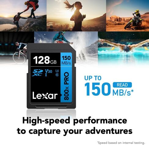 Lexar 128GB 2-Pack 800x PRO SD Memory Card, 150MB/s Read, 4K, V30, UHS-I | Ideal for Point-n-Shoot, Mid-Range DSLR Cameras, HD Camcorders, Temperature/Shock/Vibration/X-ray Proof, LSD0800P128G-B2NNU in Kuwait