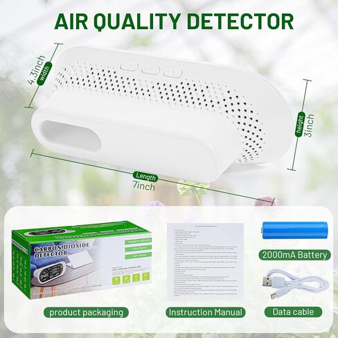 جهاز كشف جودة الهواء CO2 مراقب داخلي 5 في 1 جهاز قياس جودة الهواء الذكي كاشف ثاني أكسيد الكربون المحمول CO2/TVOC/HCHO إنذار صغير لاختبار جودة الهواء للمنزل/السفر/المكتب/المدرسة/السيارة in Kuwait