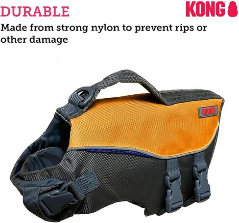 KONG Aqua Pro Dog Flotation Life Jacket Vest, Swimming Float Aid with Safety Handle, Adjustable Comfortable Durable Preserver High Buoyancy Coat (Large) in Saudi Arabia