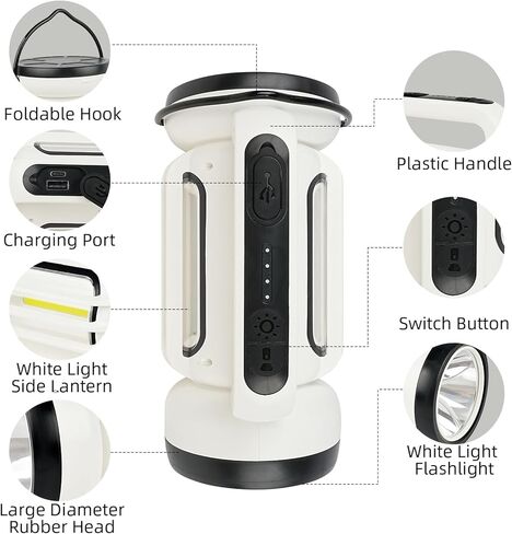 Camping Lantern,LED Battery Powered Camping Lights Outdoor Portable Lights with Rechargeable Flashlights,3 Light Modes Lanterns for Power Outages,Emergency,Hiking in Kuwait