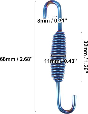 X AUTOHAUX 2 قطعة الدراجات النارية العالمي العادم الأنابيب الربيع 68 مللي متر 2.68 "الفولاذ المقاوم للصدأ العادم الأنابيب خطاف بنابض تعديل ملحق الأزرق in Saudi Arabia