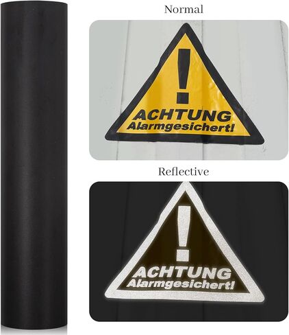 لفة فينيل دائمة من الفينيل العاكس باللون الأسود من GIRAFVINYL - مقاس 12 بوصة × 6 أقدام من الفينيل اللاصق الأسود العاكس للحرف اليدوية والسيارة والديكور المنزلي (أسود) in Saudi Arabia