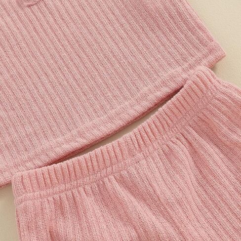 PUHHAPIEY Toddler Girl Clothes Summer Outfits Solid Plain Rib Ruffle Short Sleeve T-Shirt Tee Tops Shorts 2T 3T 4T Clothing in Saudi Arabia