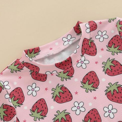 PUHHAPIEY Toddler Girl Clothes Summer Outfits Solid Plain Rib Ruffle Short Sleeve T-Shirt Tee Tops Shorts 2T 3T 4T Clothing in Saudi Arabia