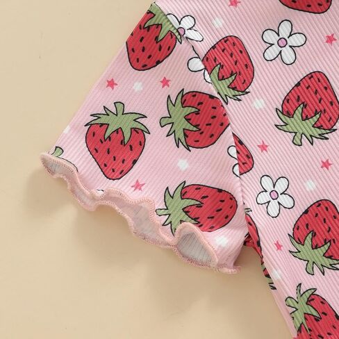 PUHHAPIEY Toddler Girl Clothes Summer Outfits Solid Plain Rib Ruffle Short Sleeve T-Shirt Tee Tops Shorts 2T 3T 4T Clothing in Saudi Arabia