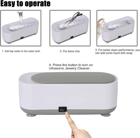Ultrasonic Cleaner,Ultrasonic Jewelry Cleaner,Ultrasound Clean Machine Professional Sonic Portable Household Cleaner for Cleaning Jewelry,Eyeglass, Watches,Coins, Makeup Brush, Silver White in Kuwait