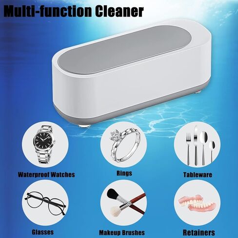 Ultrasonic Cleaner,Ultrasonic Jewelry Cleaner,Ultrasound Clean Machine Professional Sonic Portable Household Cleaner for Cleaning Jewelry,Eyeglass, Watches,Coins, Makeup Brush, Silver White in Kuwait
