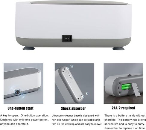 Ultrasonic Cleaner,Ultrasonic Jewelry Cleaner,Ultrasound Clean Machine Professional Sonic Portable Household Cleaner for Cleaning Jewelry,Eyeglass, Watches,Coins, Makeup Brush, Silver White in Kuwait