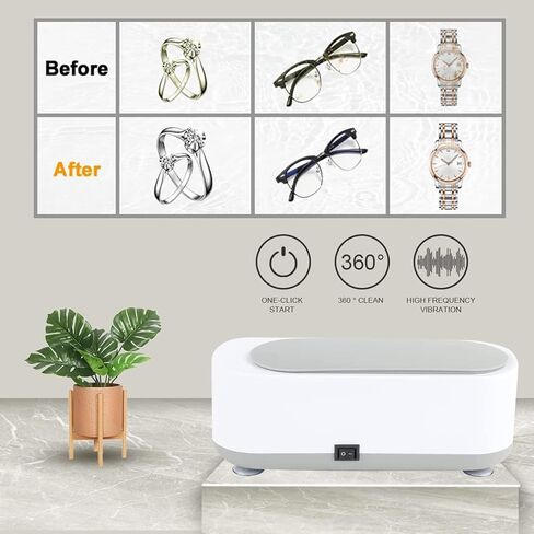 Ultrasonic Cleaner,Ultrasonic Jewelry Cleaner,Ultrasound Clean Machine Professional Sonic Portable Household Cleaner for Cleaning Jewelry,Eyeglass, Watches,Coins, Makeup Brush, Silver White in Kuwait