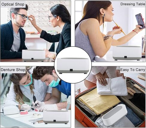 Ultrasonic Cleaner,Ultrasonic Jewelry Cleaner,Ultrasound Clean Machine Professional Sonic Portable Household Cleaner for Cleaning Jewelry,Eyeglass, Watches,Coins, Makeup Brush, Silver White in Kuwait