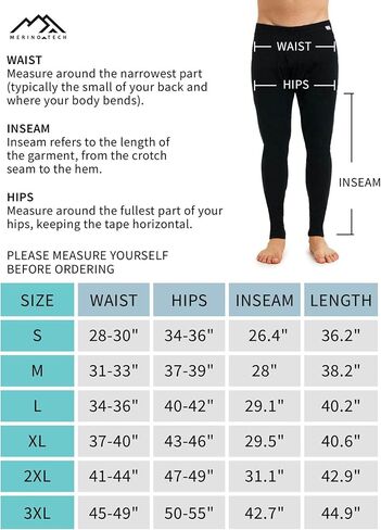 Merino.tech مجموعة رجالية من صوف ميرينو بطبقة أساسية - ملابس داخلية حرارية خفيفة الوزن من صوف ميرينو للرجال، تي شيرت، الجزء السفلي + جوارب صوفية in Saudi Arabia