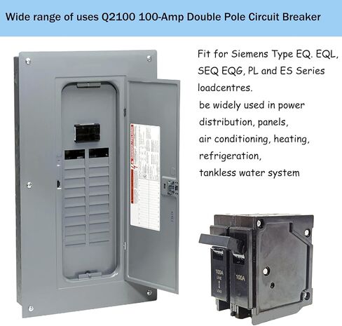 قاطع الدائرة Q2100، 2 قطب 100 أمبير - 120/240 فولت، بديل لقاطع الدائرة الكهربائية Siemens Q2100، مناسب لنوع Siemens EQ. مراكز التحميل من سلسلة EQL وSEQ EQG وPL وES، وقاطع توصيل، وضمان لمدة 5 سنوات in Kuwait