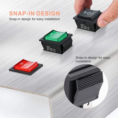 APIELE 3Pcs 3 Position Rocker Toggle Switch 6 Pin AC 125V/10A 250V/16A ON-Off-ON DPDT for Boat KCD2-203 (Black) in Kuwait
