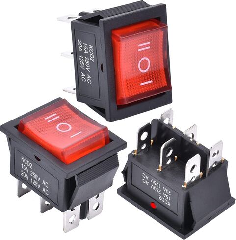 APIELE 3Pcs 3 Position Rocker Toggle Switch 6 Pin AC 125V/10A 250V/16A ON-Off-ON DPDT for Boat KCD2-203 (Black) in Kuwait