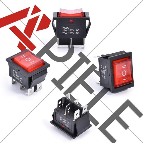 APIELE 3Pcs 3 Position Rocker Toggle Switch 6 Pin AC 125V/10A 250V/16A ON-Off-ON DPDT for Boat KCD2-203 (Black) in Kuwait