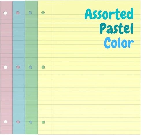 1InTheOffice Wide Filler Paper, Loose Leaf Binder Paper, Pastel, 8"W x 10.5"H, 300/Pack in Saudi Arabia