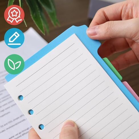 Koogel 100PCS A6 Refill Paper, 6 Holes Loose Leaf Paper 200 Lined Pages 2PCS PVC Pockets 160PCS Index Tabs with Ruler 5PCS Binder Dividers for School Office in Saudi Arabia