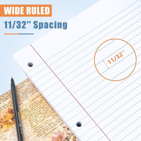 ورق دفتر فضفاض مقاس 8 × 10.5 بوصة لـ 3 مجلدات حلقية، عبوتين من ورق حشو مسطر واسع 3 فتحات، ورق كتابة للمنزل والمكتب والمدرسة والكلية (500 ورقة/حزمة، 80 جرامًا للمتر المربع) in Kuwait