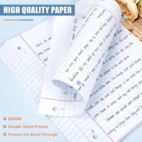 ورق دفتر فضفاض مقاس 8 × 10.5 بوصة لـ 3 مجلدات حلقية، عبوتين من ورق حشو مسطر واسع 3 فتحات، ورق كتابة للمنزل والمكتب والمدرسة والكلية (500 ورقة/حزمة، 80 جرامًا للمتر المربع) in Kuwait