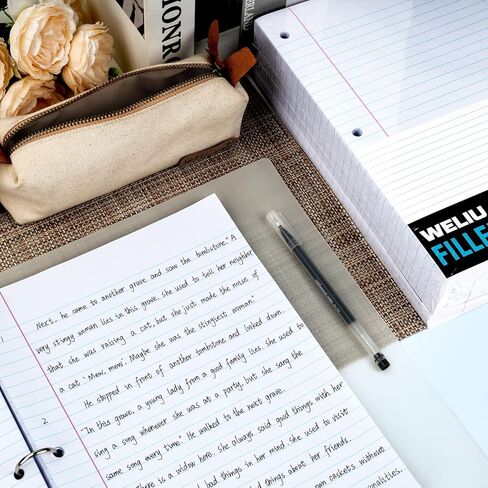 ورق دفتر فضفاض مقاس 8 × 10.5 بوصة لـ 3 مجلدات حلقية، عبوتين من ورق حشو مسطر واسع 3 فتحات، ورق كتابة للمنزل والمكتب والمدرسة والكلية (500 ورقة/حزمة، 80 جرامًا للمتر المربع) in Kuwait