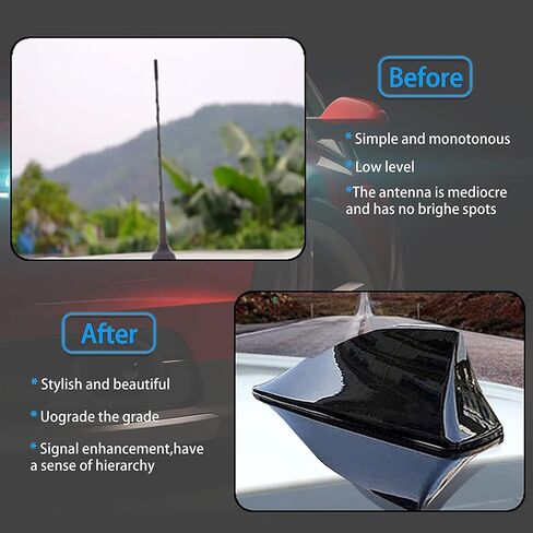 Pack-1 Shark Fin Antenna, Car Decorative Antenna Top Mounted Dummy Roof Aerial for Car Trunk SUV (Black) in Saudi Arabia