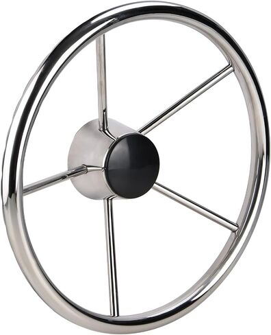 NovelBee 5-Spoke 13-1/2 Inch Destroyer Style Stainless Boat Steering Wheel for Marine,Yacht (Without Knob) in Saudi Arabia